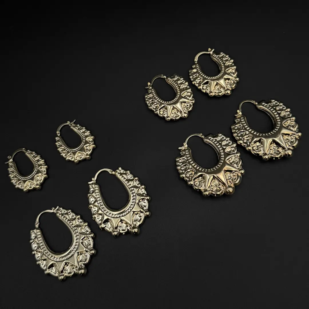 Gold Filled Womens Creole Gypsy Hoop Earrings Girls 9ct Plated