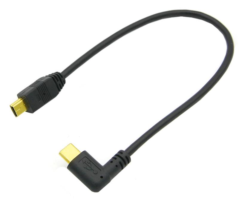 USB 3.1 Type C Angled Male to Mini USB Male Data Charging Cable 0.25m 8