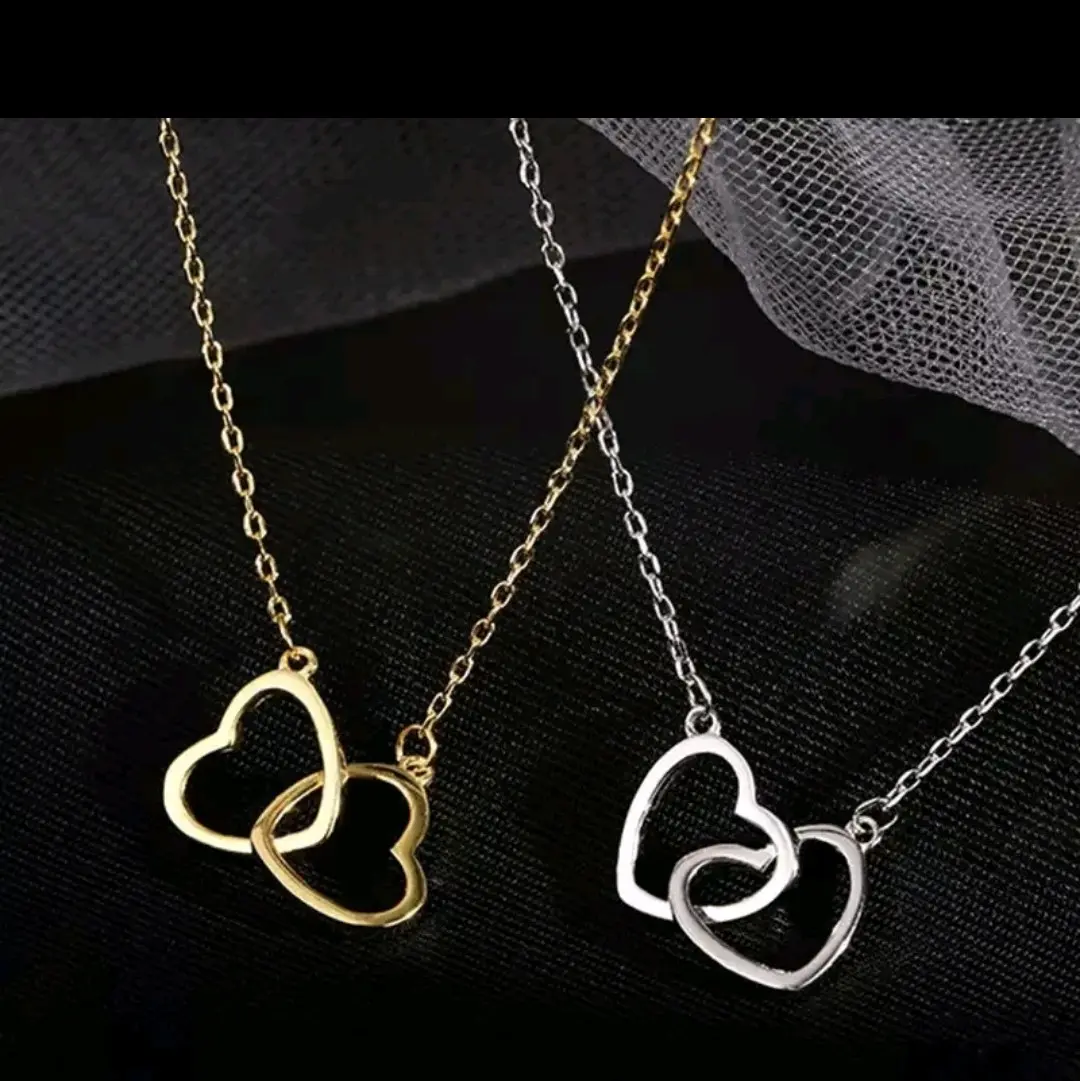 Double-shaped hearts Necklace silver or Gold