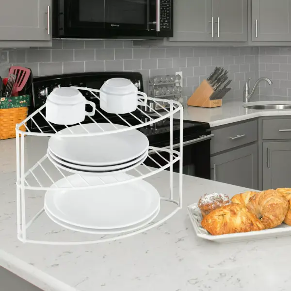 3 tier White Kitchen corner plate rack tidy cupboard shelf, insert organizer new, Kitchen organizer, Fruits & Vegetables