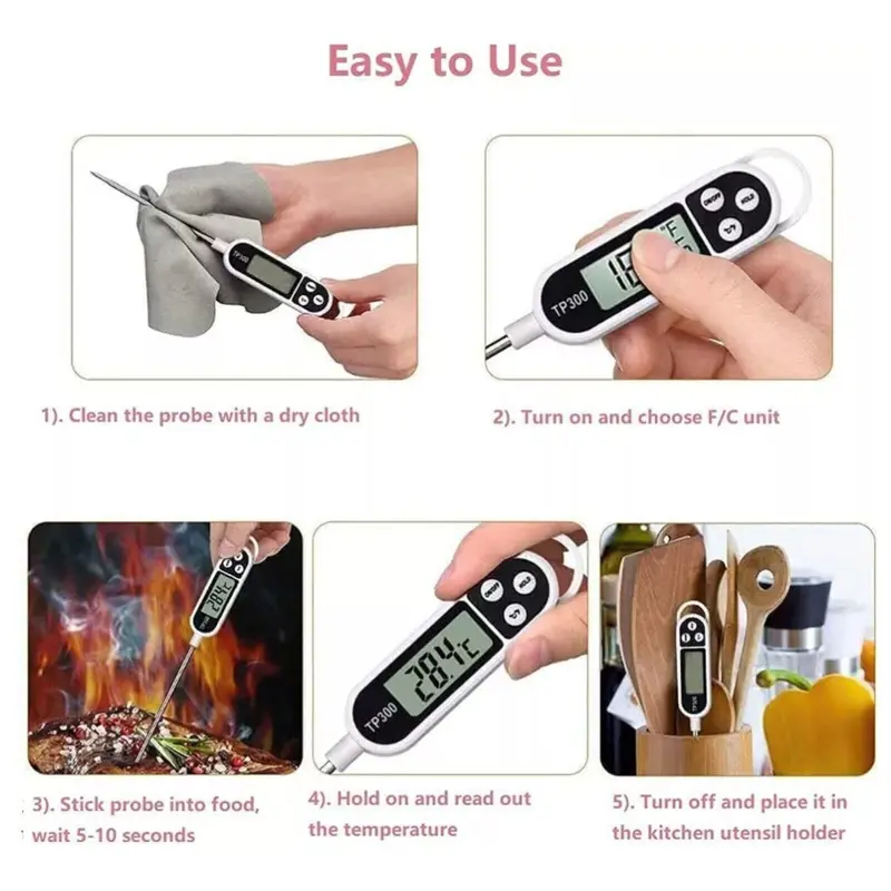 Meat Food Thermometer Digital Temperature Probe Cooking Jam Sugar BBQ Turkey 6