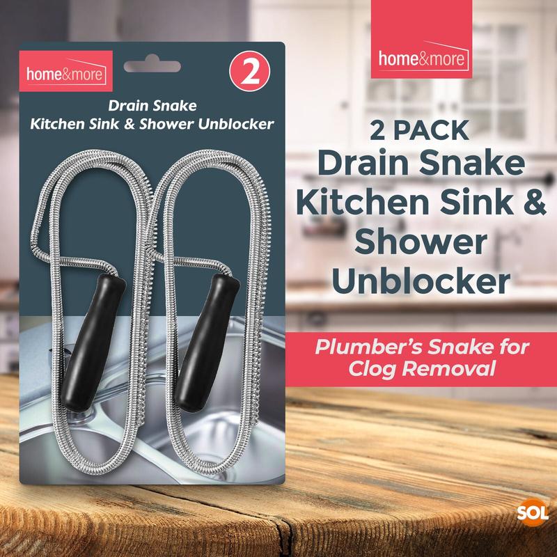 2pk Flexible Drain Unblocking Rods 1M Long Sink Unblocker Cleaner Snake Tool 2