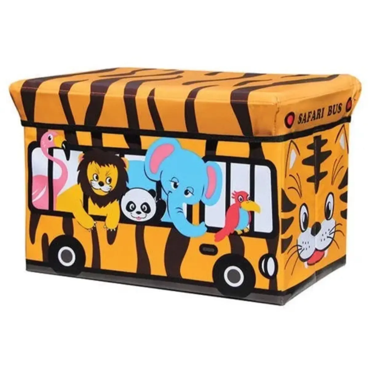 Kids Ottoman Storage Box with Leather Seat - Easy to Clean - Toys, Books, Clothes Storage - Gift for Newborn Organiser