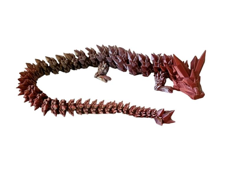 Flexi / Articulated Crystal Dragon. Large high quality 3D printed fidget / anxiety toy / ornament / sculpture Decor Gift Movable sensory 5