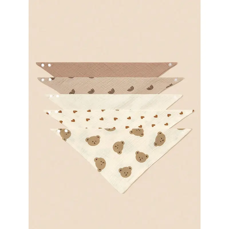 5pcs Baby Bibs with Printed Patterns - Perfect for Your Little Princess 1