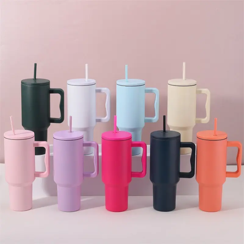 [UK Sales] 40oz Tumbler Bottles with Leak-Proof Lid and Straw, Portable Sports Water Bottles with Handle, Large Capacity Car Mug, Stainless Steel Water Bottle, Cooling or Insulated, Christmas, Holiday Essentials, Birthday Gifts Drinkware Flasks Travels