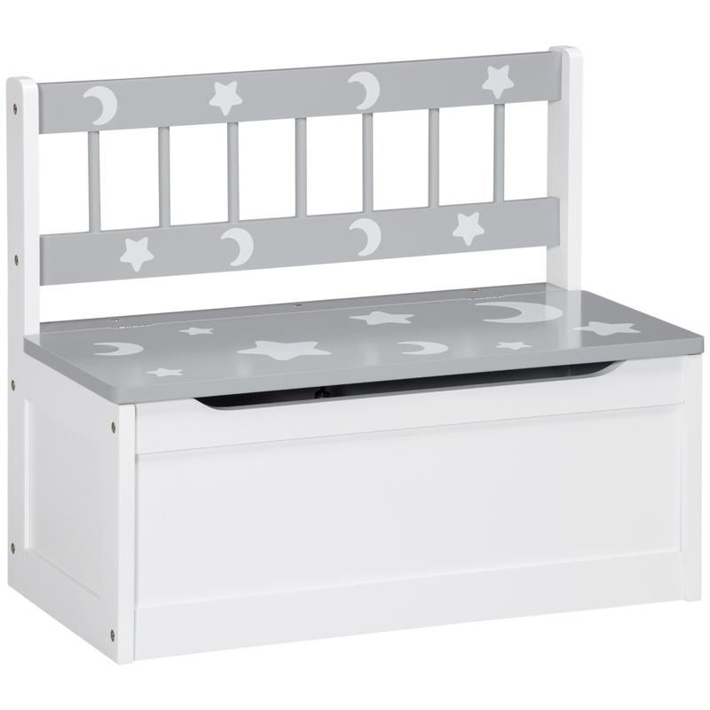 Product Introduction of 2 In 1 Wooden Toy Box, Kids Storage Bench, Toy Chest with Safety Rod - Grey 2