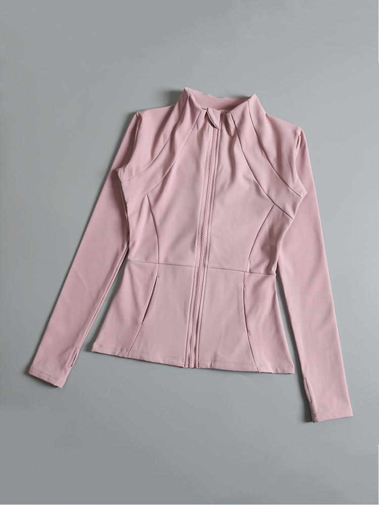 Product Introduction of New yoga wear ladies coat round high elastic loose exercise yoga fitness long sleeve stand-up collar  yoga tops 13