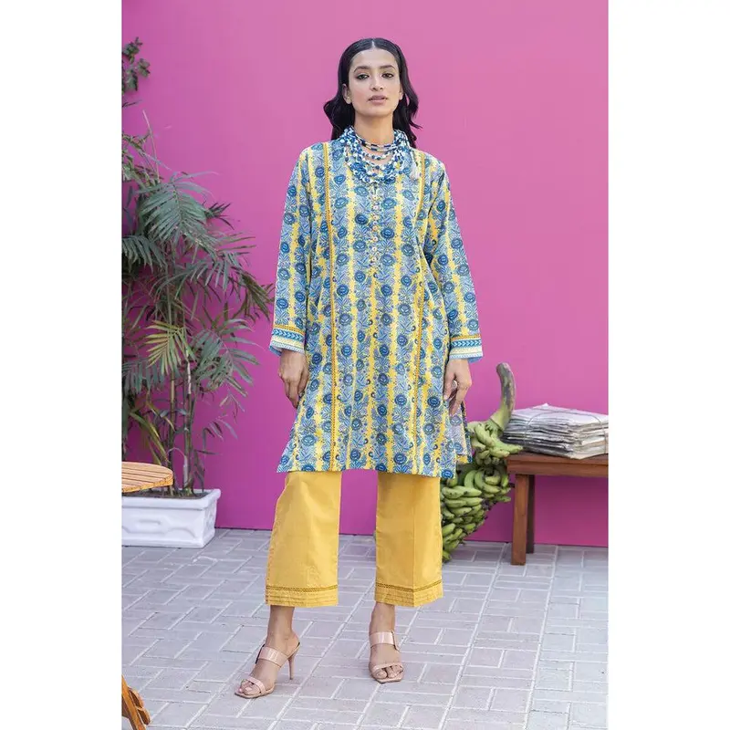 Khaadi original Lawn | Printed 2 Piece unstitched suit | Top & Bottoms | Yellow 0