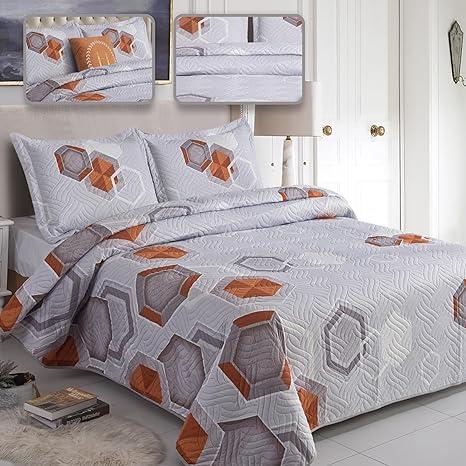 Milan Quilted 3-Piece Bedspread Set with 10 Unique Designs - Available in King and Double Beds 7