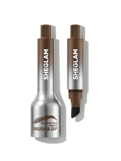 SHEGLAM Brow-Fection Angled Brush & Dip, For Sparse Brows, Hair-Like Strokes Liquid Eyebrow Gel Pen, Easy Coloring, Long-Lasting, Quick-Drying, Natural Shaping, Outlining & Filling Eyebrow Cosmetic Makeup, Aubrun strong 4