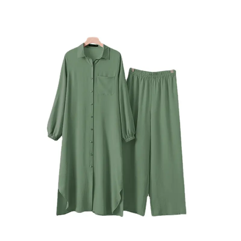 HS0628 HASA SERIES 2023 summer Muslim women's two-piece suit abayas crew neck elegant crew neck modest crew neck casual 5