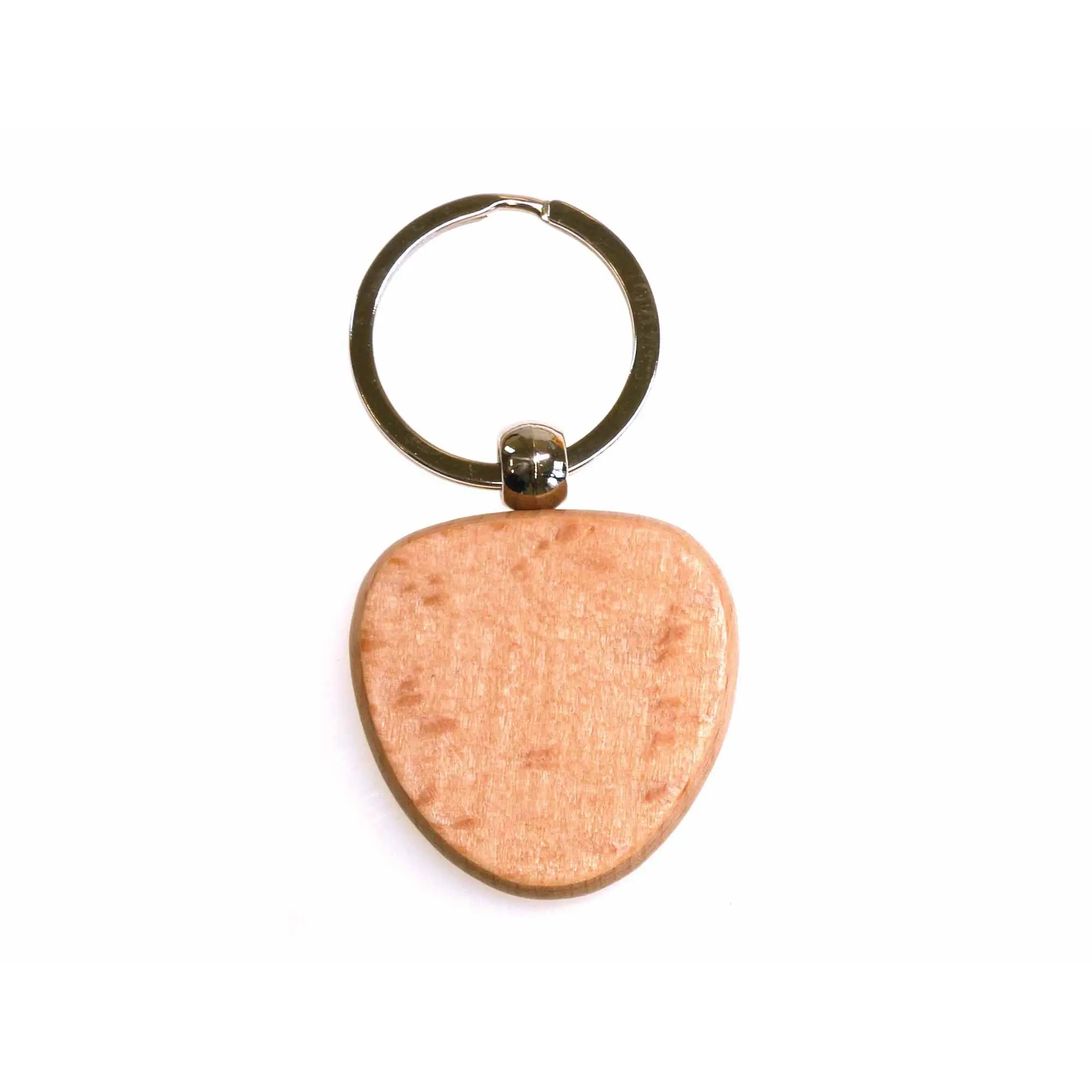 Personalised heart shape beech wood keyring