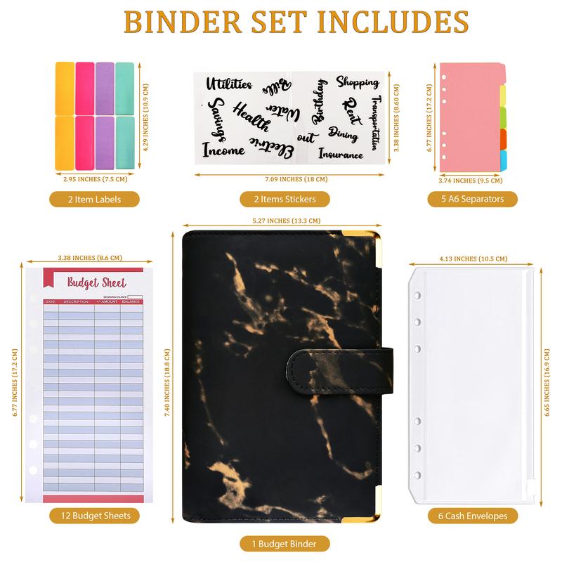Budget Binder Money Saving Wallet - 28Pcs A6 Ring Binder, Money Organiser for Saving Money, Budget Planner with Cash Envelopes - Perfect for Budgeting and Planning Monthly Expenses (Black) 2