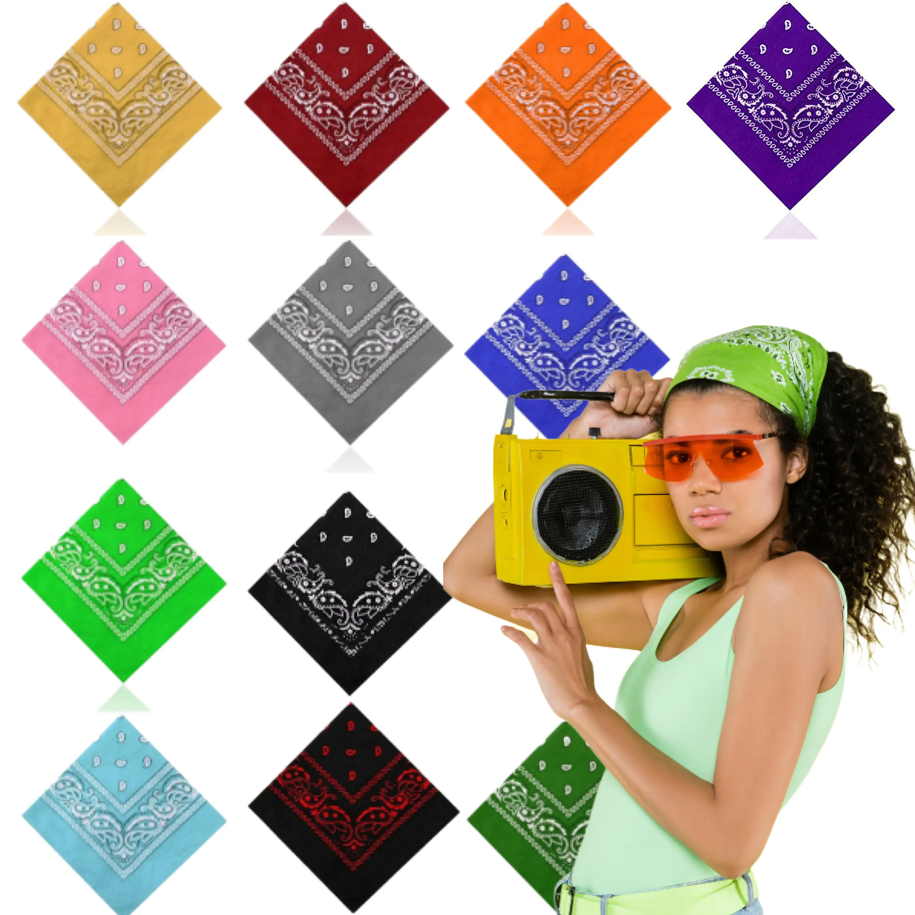 Paisley Bandana's Multifunctional Unisex Headwear Neckwear Neckerchief Cycling Cowboy Scarf Head Neck Gaiter for Mens Women's Multicolour Hair Pirate Bandana