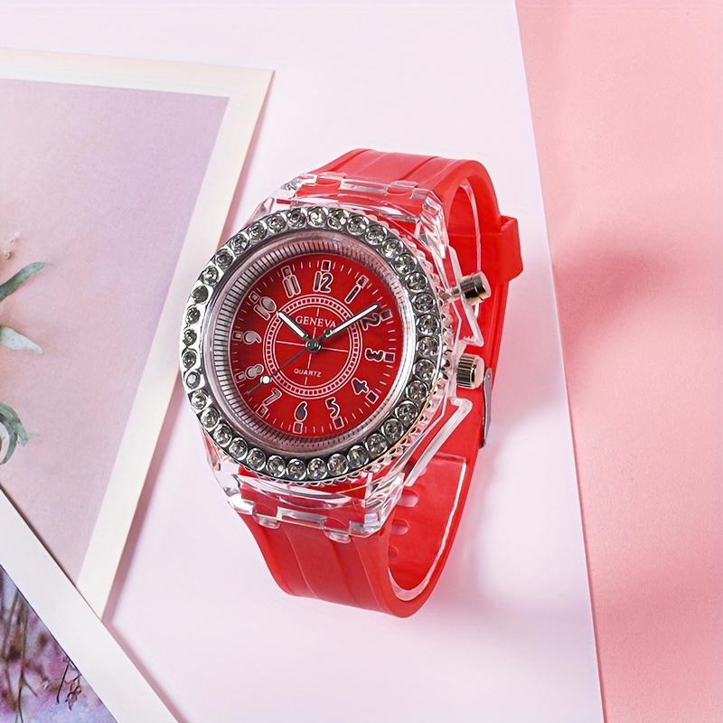 Product Introduction of New Luminous Student Electronic Watch for Teenagers, Junior High and High School Students, Electronic Watch with Rhinestones, Candy Color, Couple Watch, New Year Gift 166 7