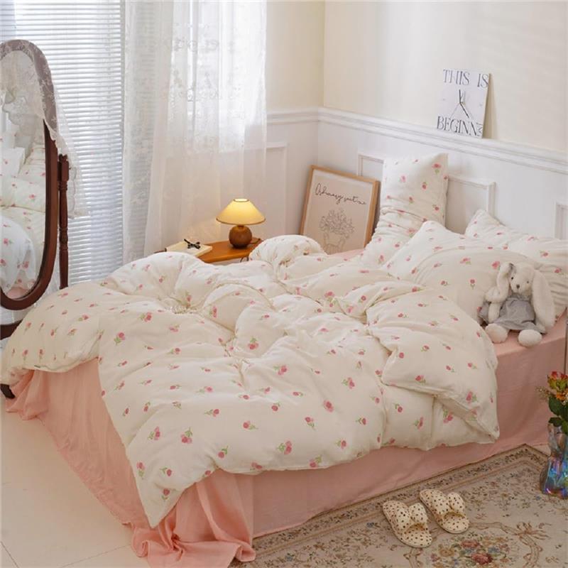 Double Duvet Cover Set Floral Bedding Modern Comforter Cover with Zipper Closure and 2 Pillowcases 4