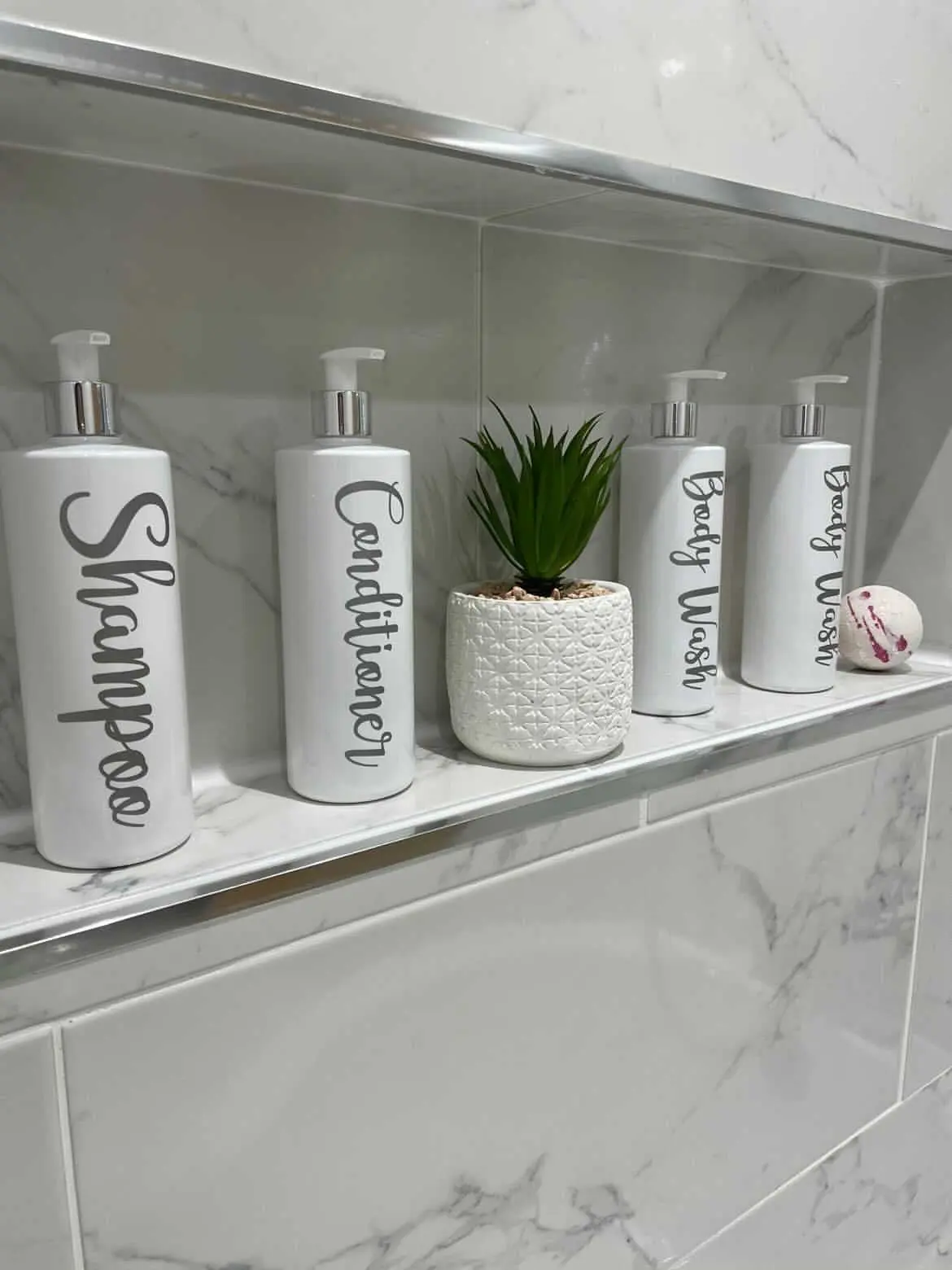 Bathroom Shampoo Conditioner Body Wash & Bubbles Sticker Set (No Bottles Included)