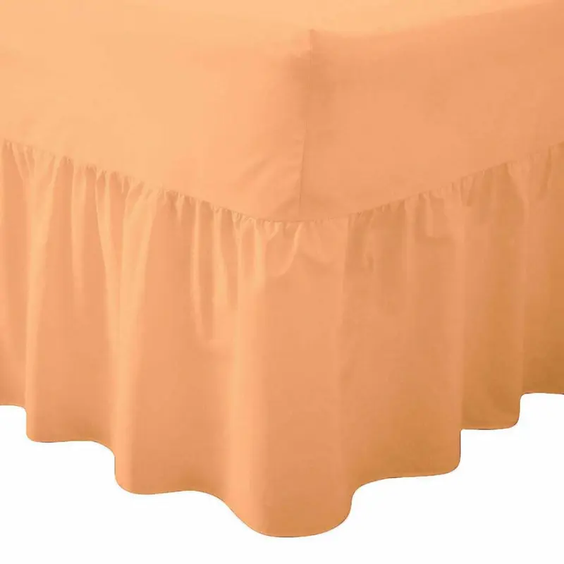 Easy Care Plain Dyed Polycotton Valance Sheet Super Soft Shrinkage Fade Resistant Frilled Valance Bed Skirts Extra Deep Fitted Valance Bed Sheets (Peach, King) 1