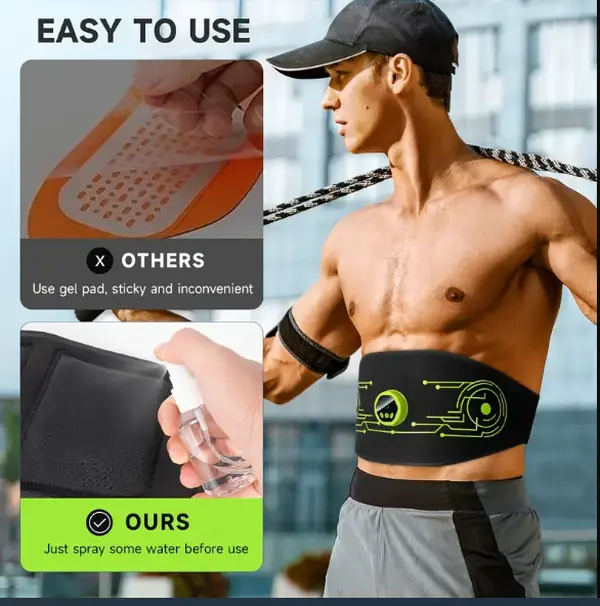 ABS Trainer Muscle Stimulator, EMS Muscle Stimulator, ABS Toning Belt, Abdominal Trainer For Men And Women, Non-Replacing Pad, 4 Stimulation Areas, 6 Training Modes, Hard-free Homeful Exercise (Green)