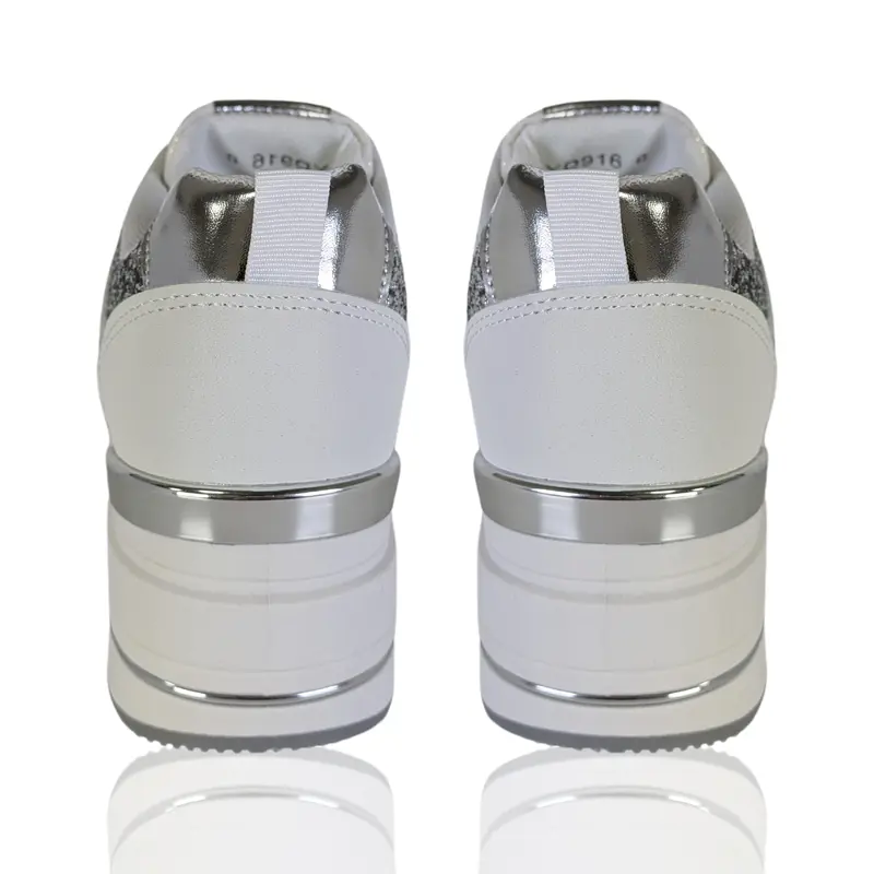 WOMENS LADIES GIRLS FOOTWEAR HIDDEN HEELS DIAMANTEE CONTRAST METALLIC TRAINERS SHOES CASUAL OUTDOOR STYLISH HIDDEN WEDGE LACE UP GYM SHINY TRENDY SHOE IN GOLD GYM SHOES WORKOUT JOGGING ACTIVEWEAR SIZES 3-8 Runner Training Sports Shoes Athletic 5