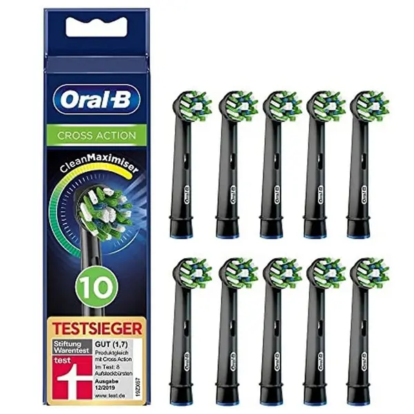 Oral-B CrossAction CleanMaximser Toothbrush Head, 10 Pack, Black 0