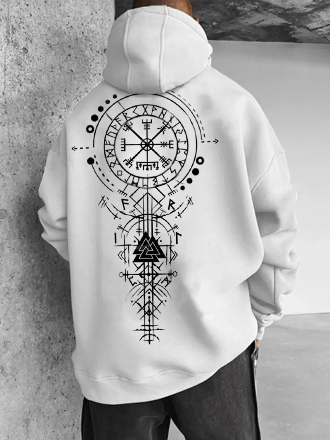 Oversized Unisex Casual Viking Print Sport Hoodie - Soft and Durable Fabric - Comfort Fit - Casual Style - Menswear
