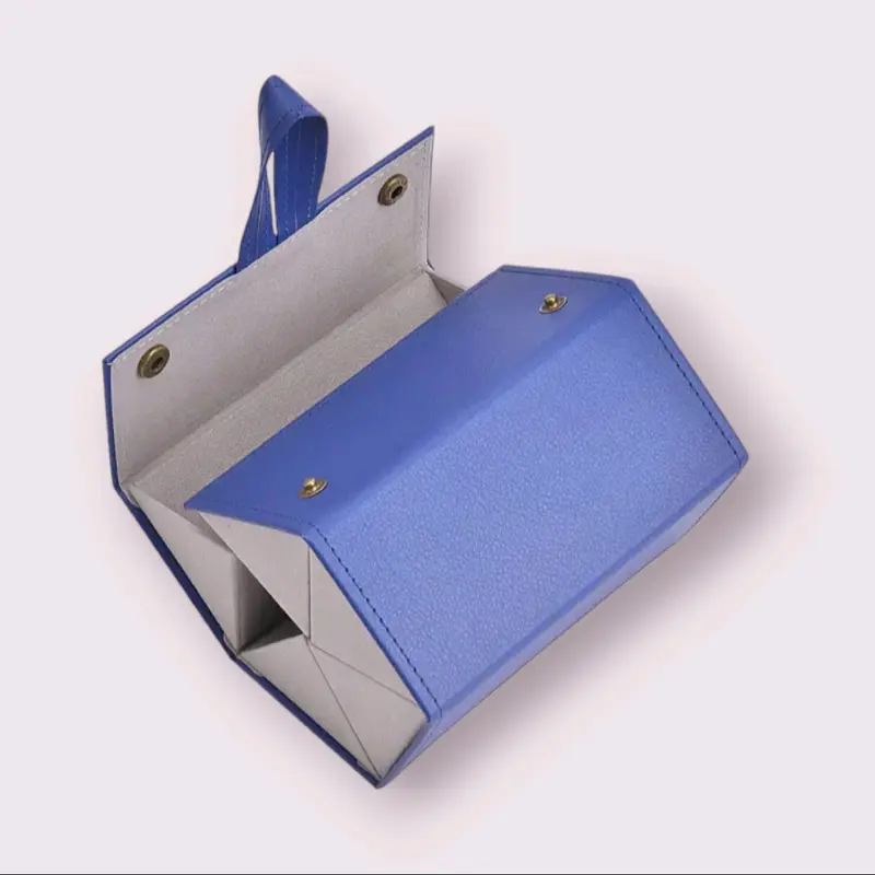 Sun Glasses Organiser - 5 Slot Foldable Travel Case with Handle - Portable Sunglasses Storage Box - High-Quality Faux Leather - Compact Design - 17x13x12 cm 8