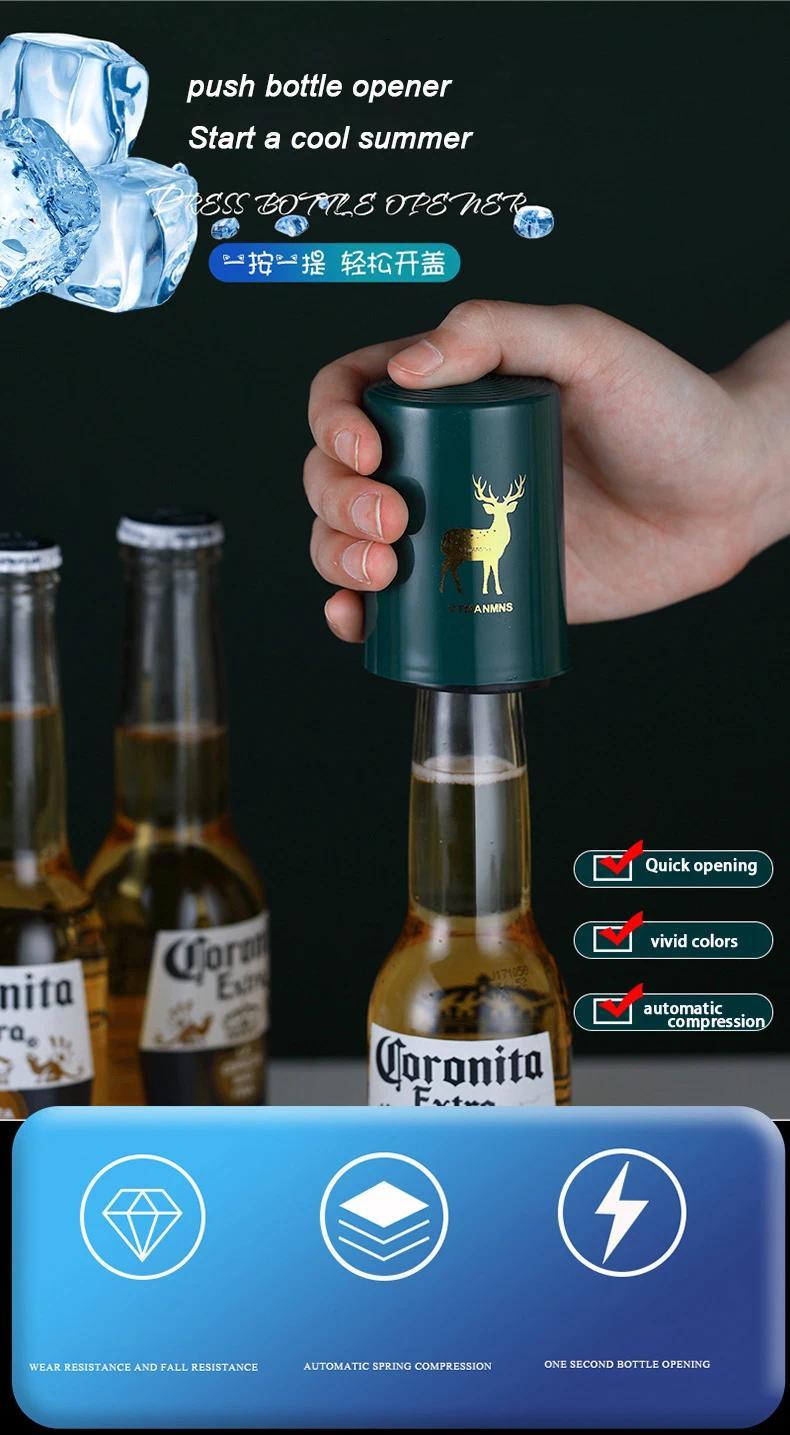 Product Introduction of Nymph Creative Magnetic Automatic Beer Bottle Opener Kitchen Stainless Steel Press Lid Beer Corkscrew Tools Portable Bar Gadgets 35