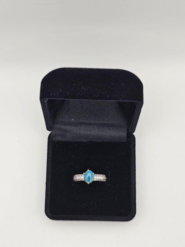 Product Introduction of Turquoise Ring for Women - NaurattanSilver with Zircon Studs and Handcrafted Design 14