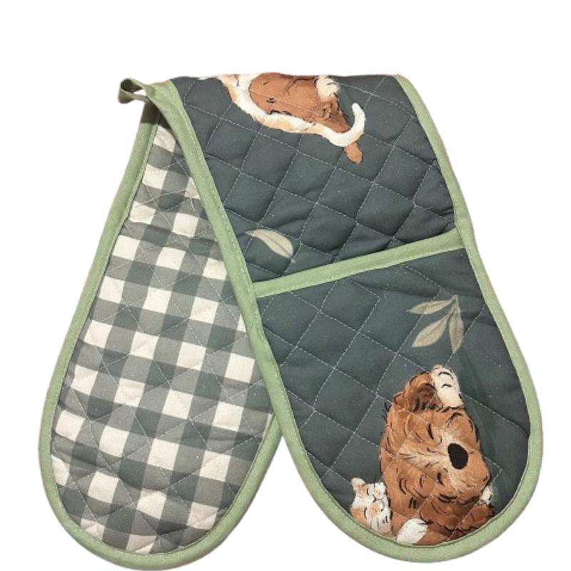 Stylish Double Oven Gloves with Insulated Cotton Mitts & Pot Holder - Various Designs - Classic, Bakeware 9
