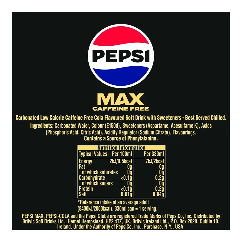 Pepsi Max Caffeine Free 12 x 500ml Fizzy Soft Drink Beverage 2