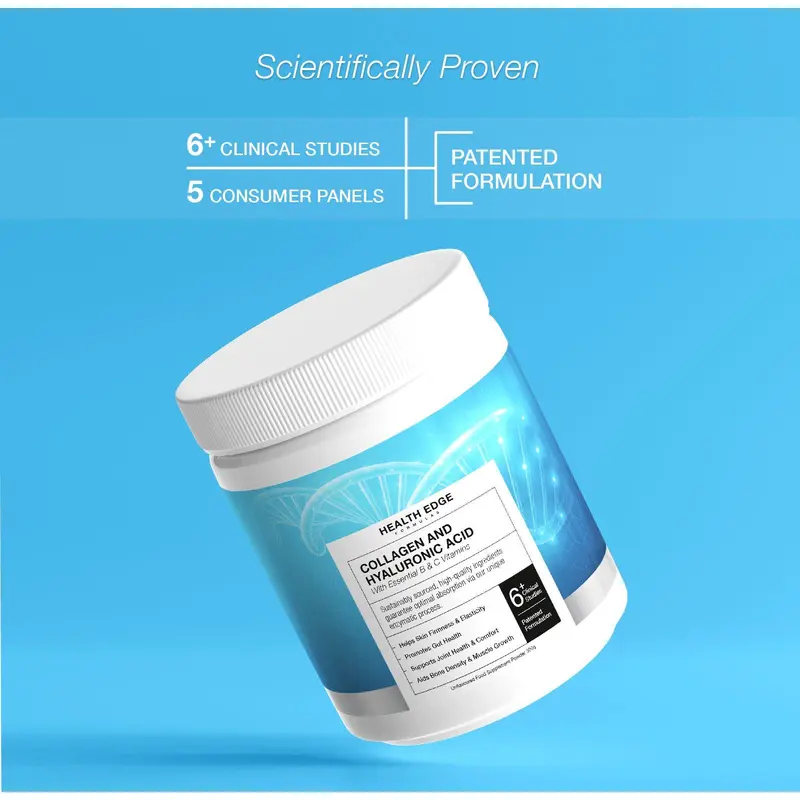 Collagen with Hyaluronic Acid Powder | Collagen Peptides | Hair, Skin, Nails | Healthy | 6