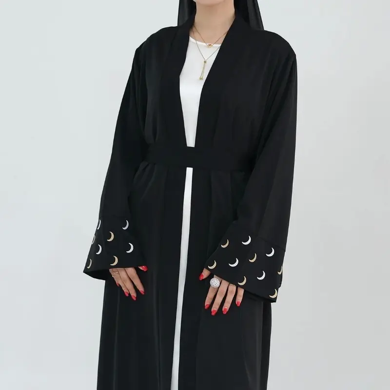 Moon Embroidery open Kamino abaya/ Open kamino Abaya muslimah style islamic wear lover 0