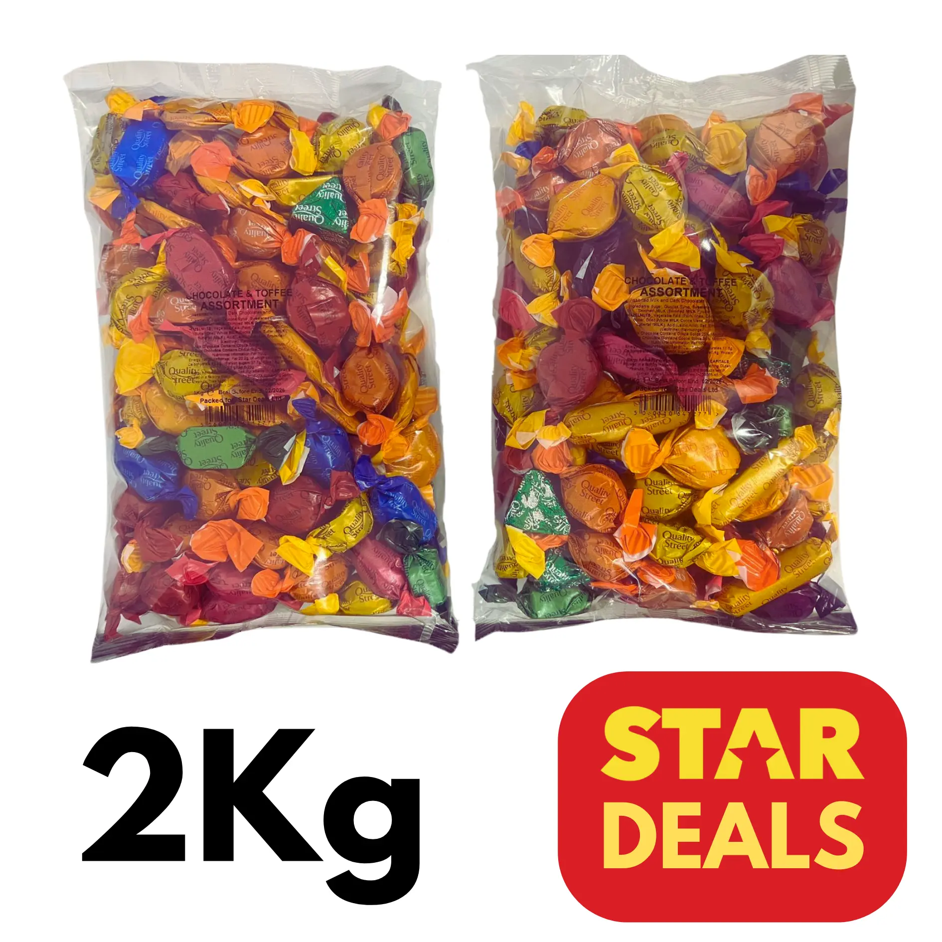 2kg Street Quality Chocolate And Toffee Assortment Bundle | 2 x 1kg Bags | Best Before 28th February 2026