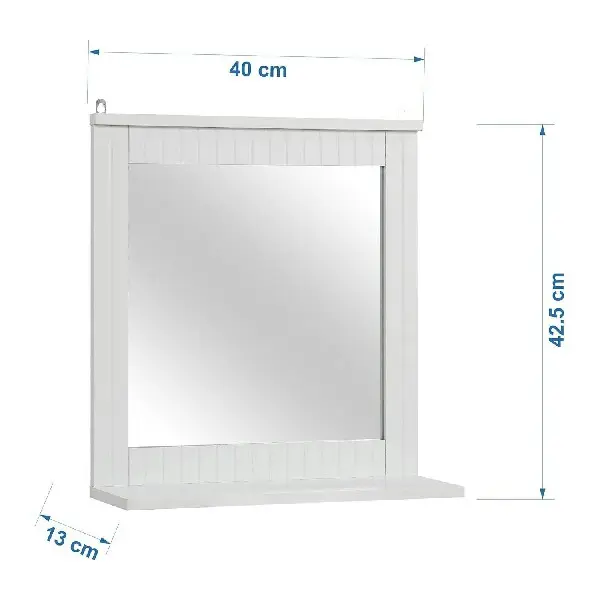 Yorkshire Homeware Wall-Mounted Mirror, Bathroom Mirror with Shelf, Hanging Vanity Mirror, Home Office Living Room Finish 1