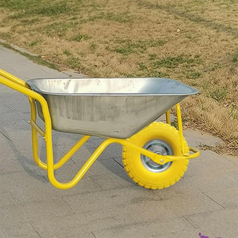 Product Introduction of Yorkshire Homeware 4x 10" Inch Solid Rubber Tyre 3.5-4 PU Foam Filled Wheel Sack for Truck Hand Car Trolley Cart 16mm Bearing Yellow (1) 2