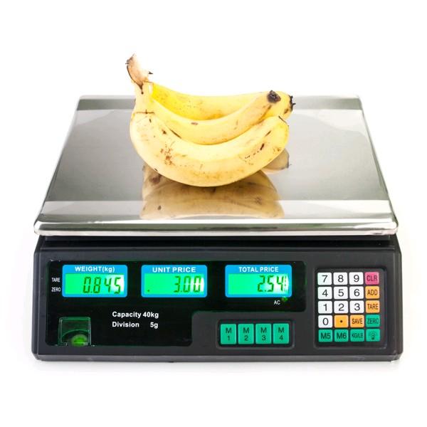 ACS-30 40kg/5g Digital Price Computing Scale for Vegetable UK Plug Silver & Black 0