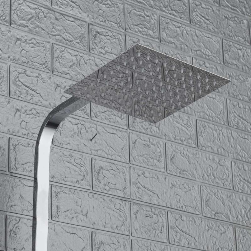 Large Waterfall Chrome Square Dual Shower Head Riser Rail Luxury Bathroom Set 3