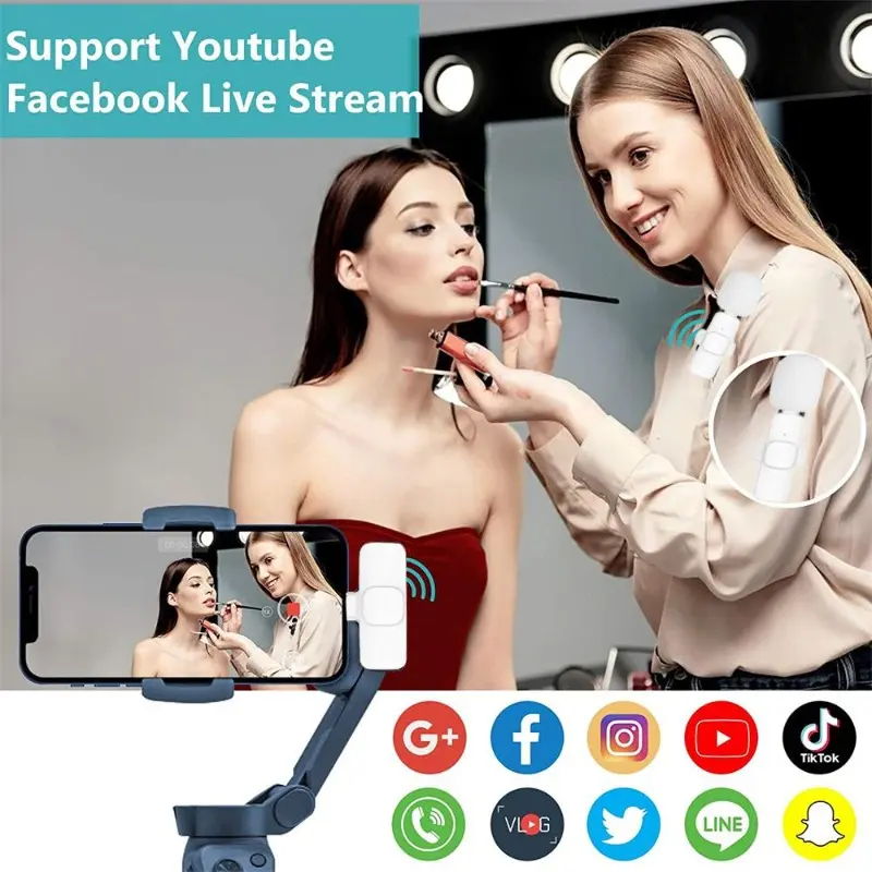 New Wireless Lavalier Microphone Portable Audio Video Recording Mini Microphone for iPhone Android PC Camera Live Gaming Phone 1