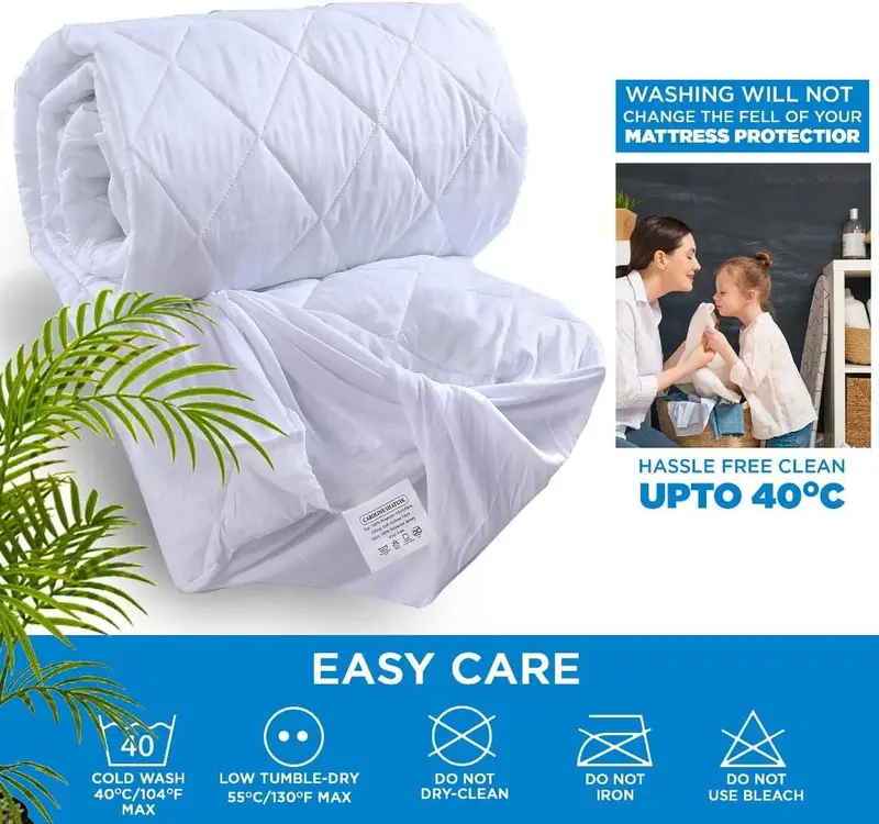 Waterproof Quilted Mattress Protector, Extra Deep 30cm Fitted Stretch Skirt, Quilted Mattress Topper Cover, Machine Washable, Hypoallergenic and Breathable Mattress Cover fits snugly Single Double King Super King and High Quality 8