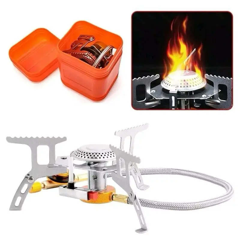 Foldable Stainless Steel Gas Burner Stove for Outdoor Cooking, Camping, Fishing and Picnic