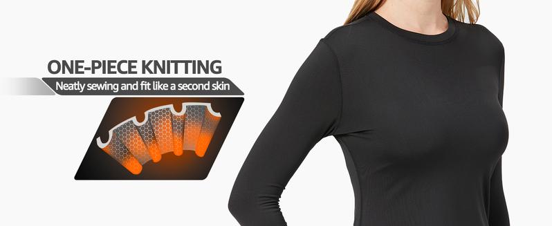Product Introduction of Womens Thermal Underwear Set,Crew Neck Long Sleeved Base Layer Top & Leggings Multifunctional Home Thermal Base Layers for Sports Skiing Womenswear Comfort Basic Black Minimalist 5
