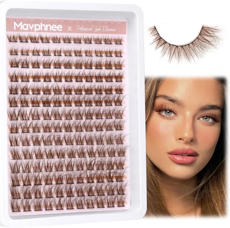 Natural Brown Lash Extensions Wispy Eyelash 168 Pcs C Curled Synthetic Mascara Pack for Everyday Wear - Eyelashes Extensions, Cosmetic  Daily Makeup Eyelash Extension 5