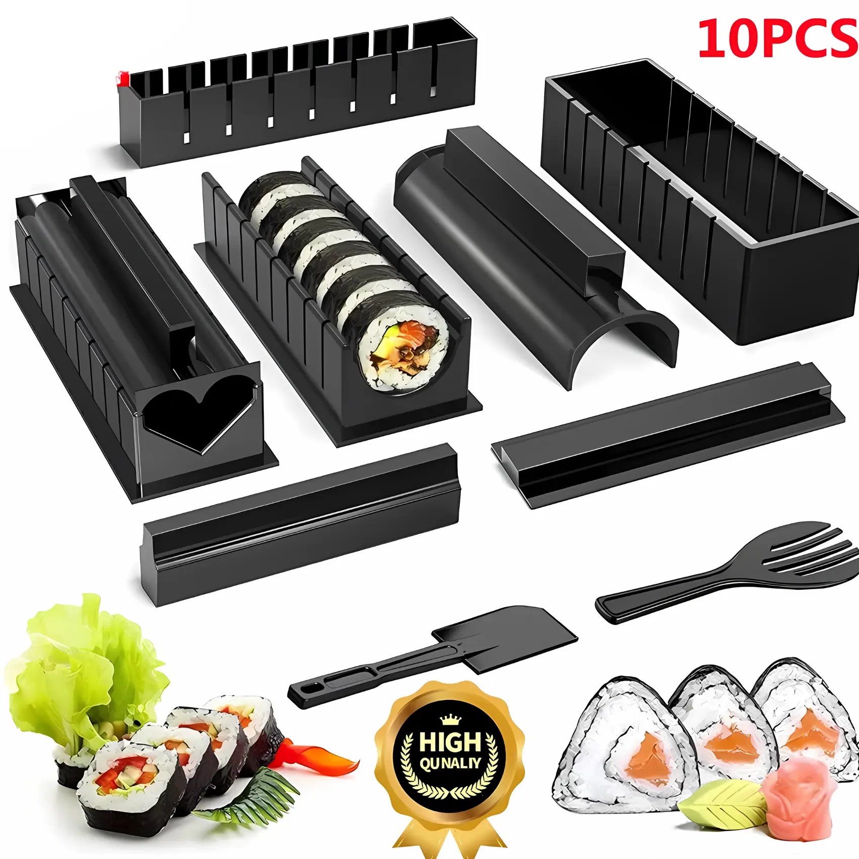 10Pcs DIY Sushi Making Kit - Professional Sushi Maker Tools, Rice Roll Mold, Kitchen Gadgets for Home Sushi Chefs, Easy-to-Use Sushi Making Equipment Utensils