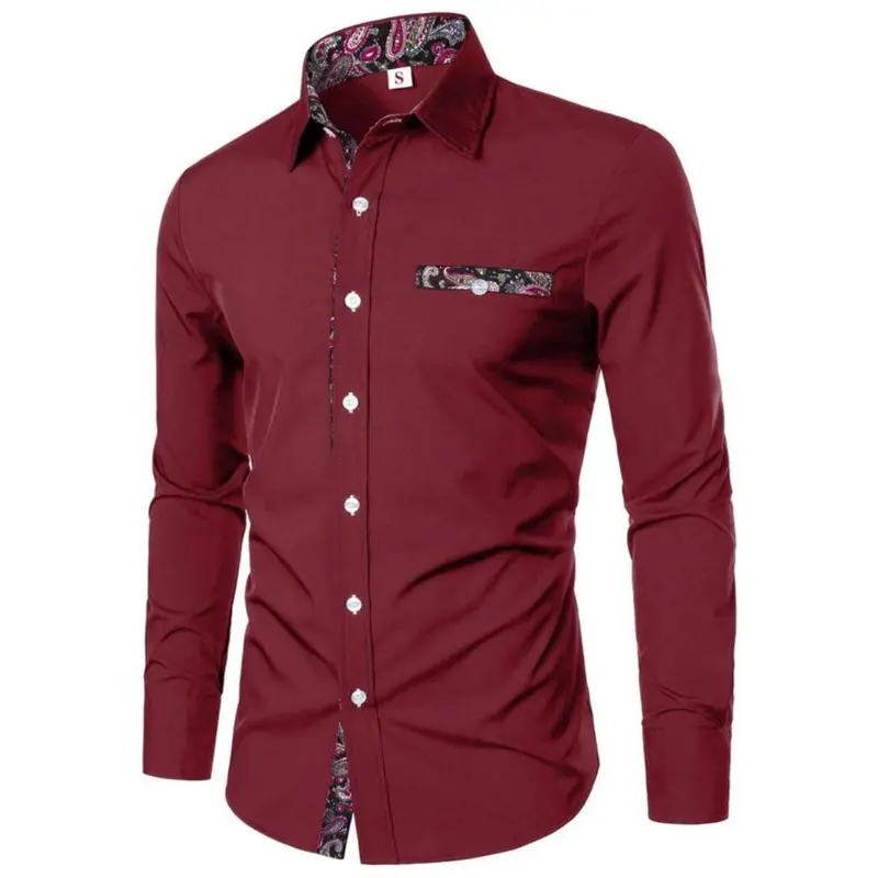 Men's Slim Paisley Print Button Front Shirt, Comfy Long Sleeve Tops for All Seasons, Casual Fashion Comfy Top for Men 0