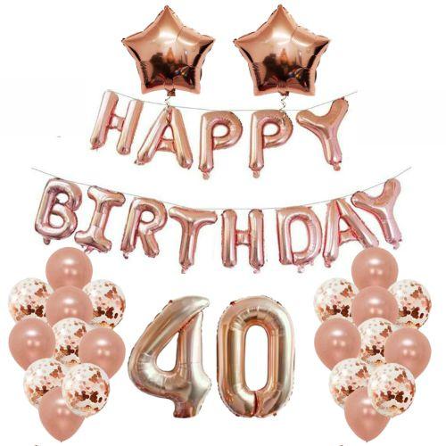 Rose Gold Happy Birthday Foil Set with Age Number also With Latex & Confetti Star Balloons Pack Decor Decoration birthday  balloons 4