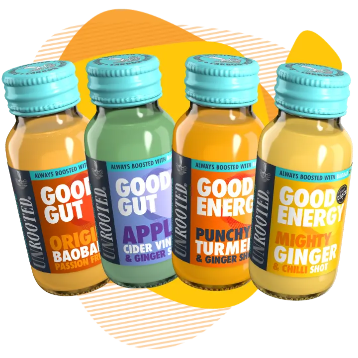 Unrooted Drinks Get Them All Bundle, 48 Natural Energy & Gut Health 60ml Shots 0