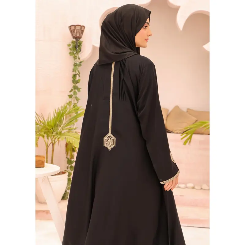 ASL-220 Aztek - Black Embroidered Abaya 1