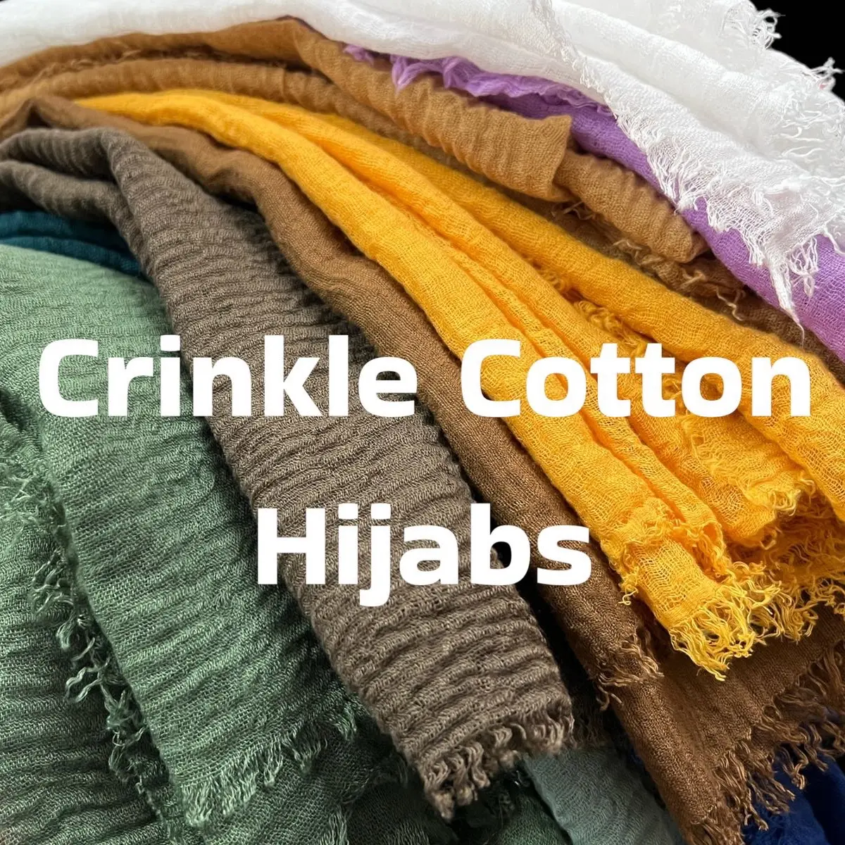 CRINKLE COTTON HIJAB Cotton with frayed edges Cotton Casual lightweight summer hijab maxi wide plain cotton hijab hand wash pink beige all seasons